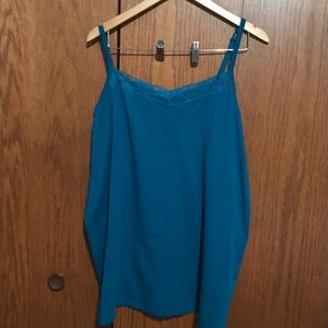 Catherines Suprema Collection Size 1X 18/20W Teal Lace Trim Cami Top Straps